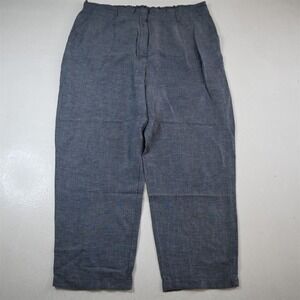 LOFT XL Blue Linen Tapered‎ Pleated Stretch Waist Dress Womens Pants